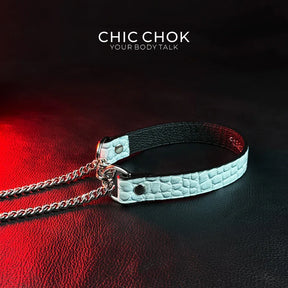 CHICCHOK [Breathless] Pulling Fashion and Fun Choker(Ice Blue Crocodile Texture) - CHICCHOK - Choker, collar - Choker