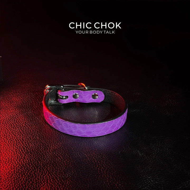 Purple Snakeskin Leather Necklace Set - Handmade Boho Jewelry - CHICCHOK - collar - Accessories