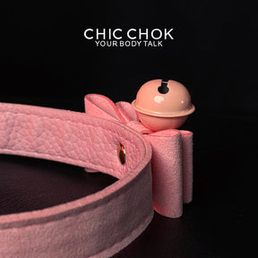 chicchok miss belle necklace fashion accessories collection with bell collar, pink