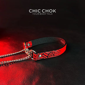 CHICCHOK [Breathless] Pulling Fashion and Fun Choker(Black and Red Pattern) - CHICCHOK - Choker, collar - Choker