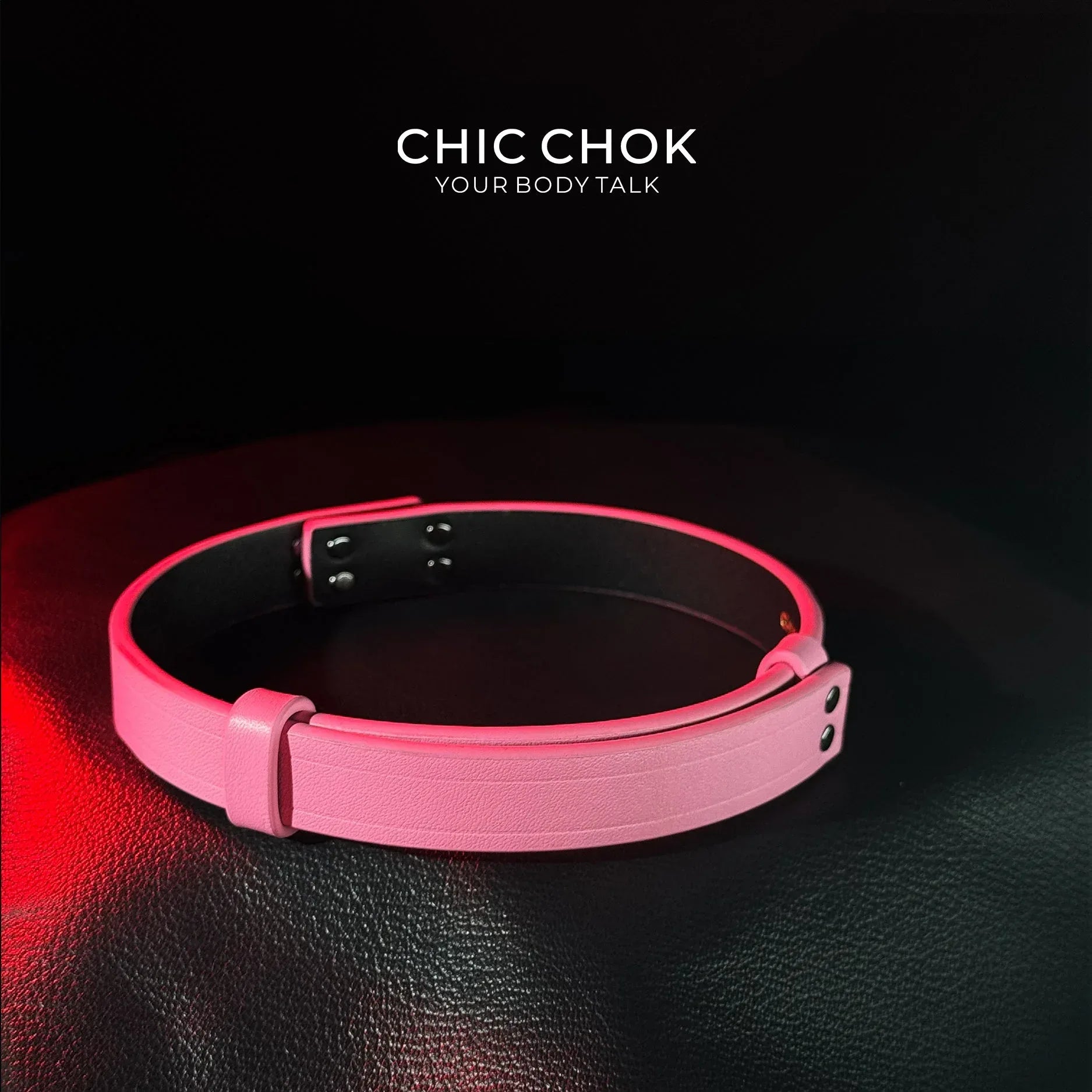 CHICCHOK [Lil Greedy] Fashion Necklace - Women's Pink And Black Adjustable Leather Choker With Front-Closure - CHICCHOK - Choker