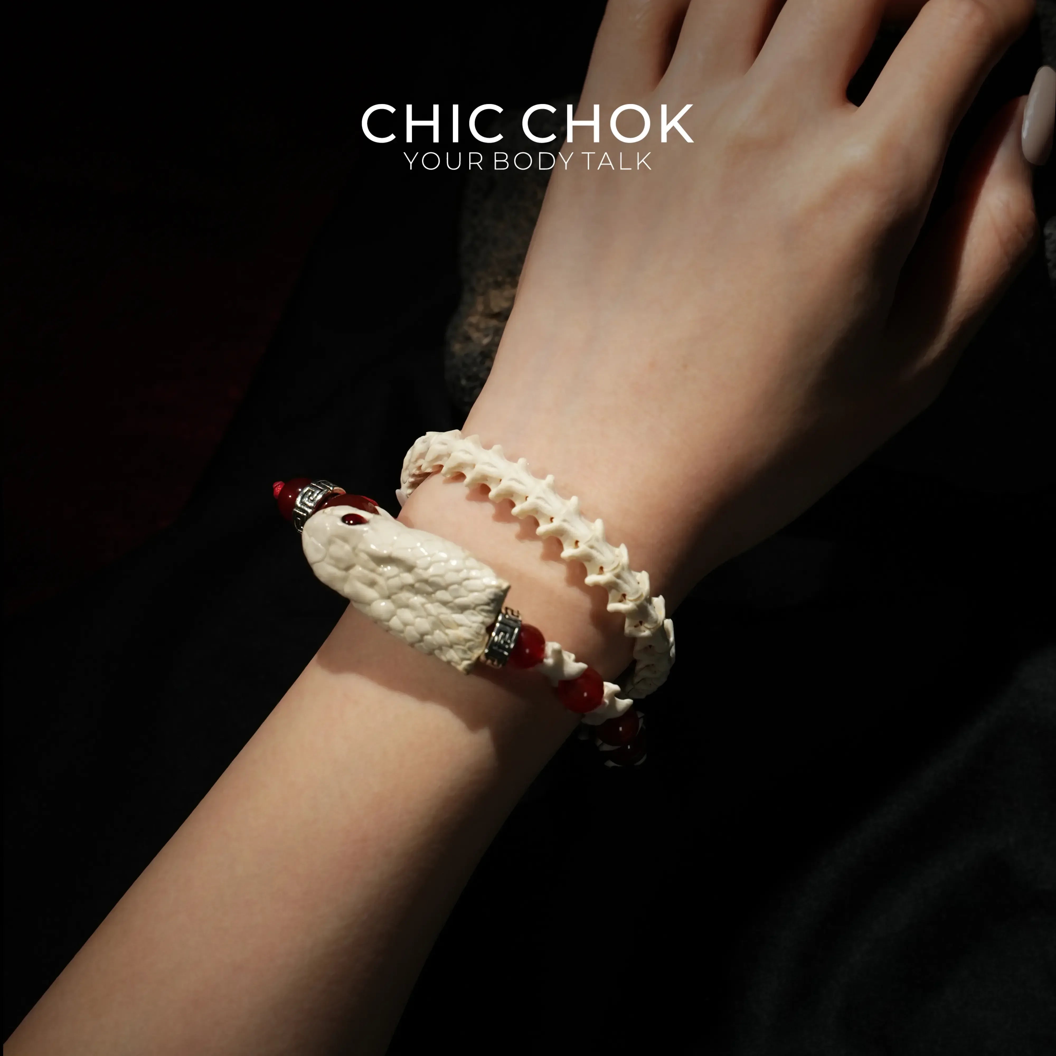 Crimson Skeleton Serpent Curse - CHICCHOK - - Bracelet