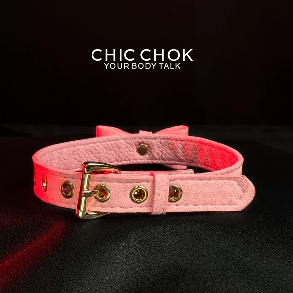 CHICCHOK[ Miss Belle ] Fashion Cute and Lovely Style, Bow Tie with Bell Daily Wear Leather Necklace Choker slipchaincollarwomen Bow Pendant Necklace bow pendant necklace - CHICCHOK - Choker