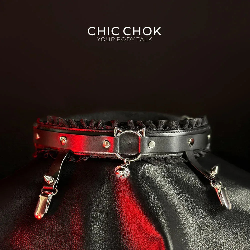 Dark Night Black and Red Happy Set - CHICCHOK - collar - Choker