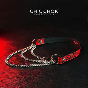 CHICCHOK [Breathless] Pulling Fashion and Fun Choker(Black and Red Pattern) - CHICCHOK - Choker, collar - Choker