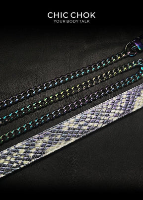CHICCHOK [Breathless] Pulling Fashion and Fun Choker Python texture leather - CHICCHOK - collar - 