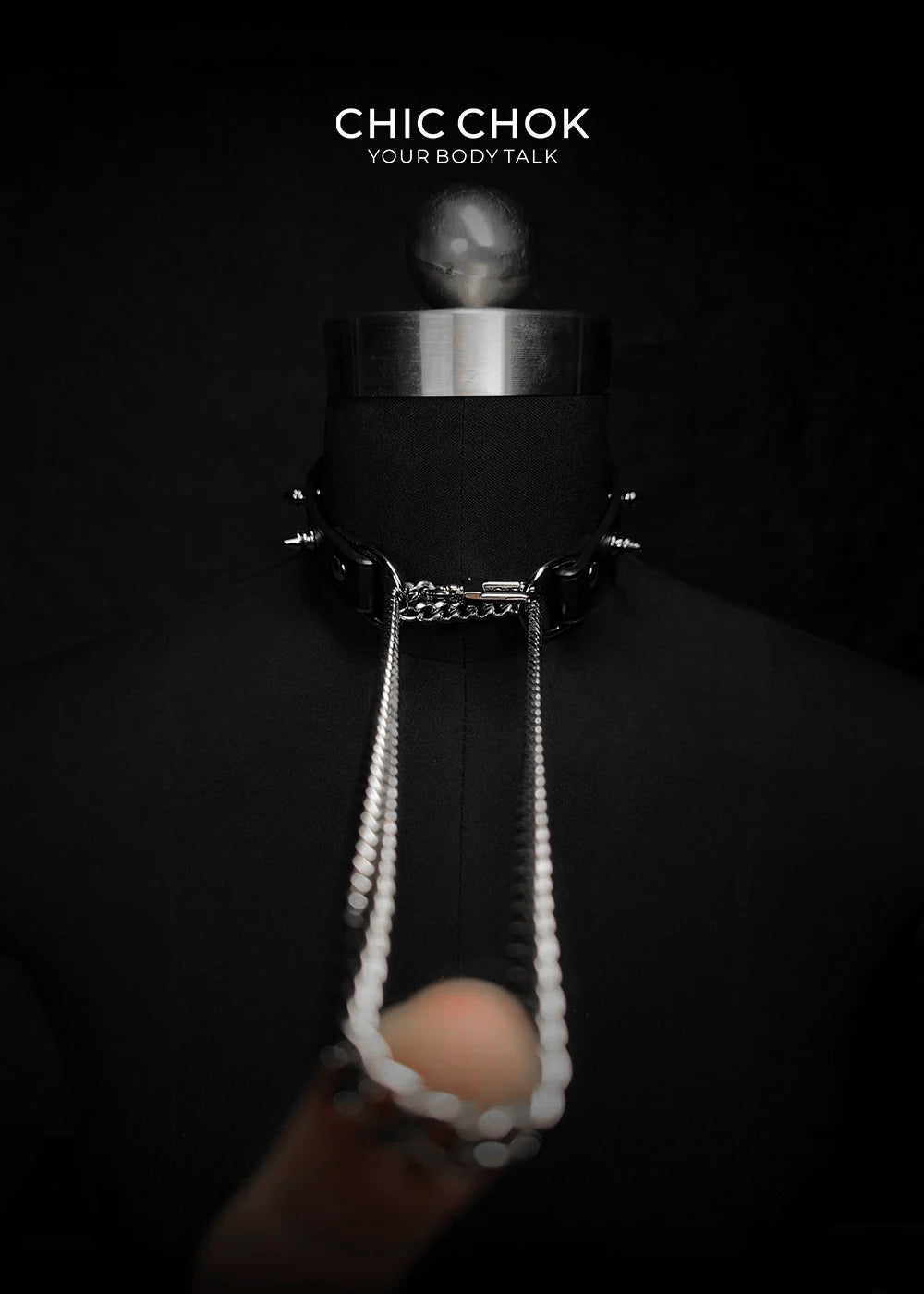 Spiked Breathless Black Leather Choker