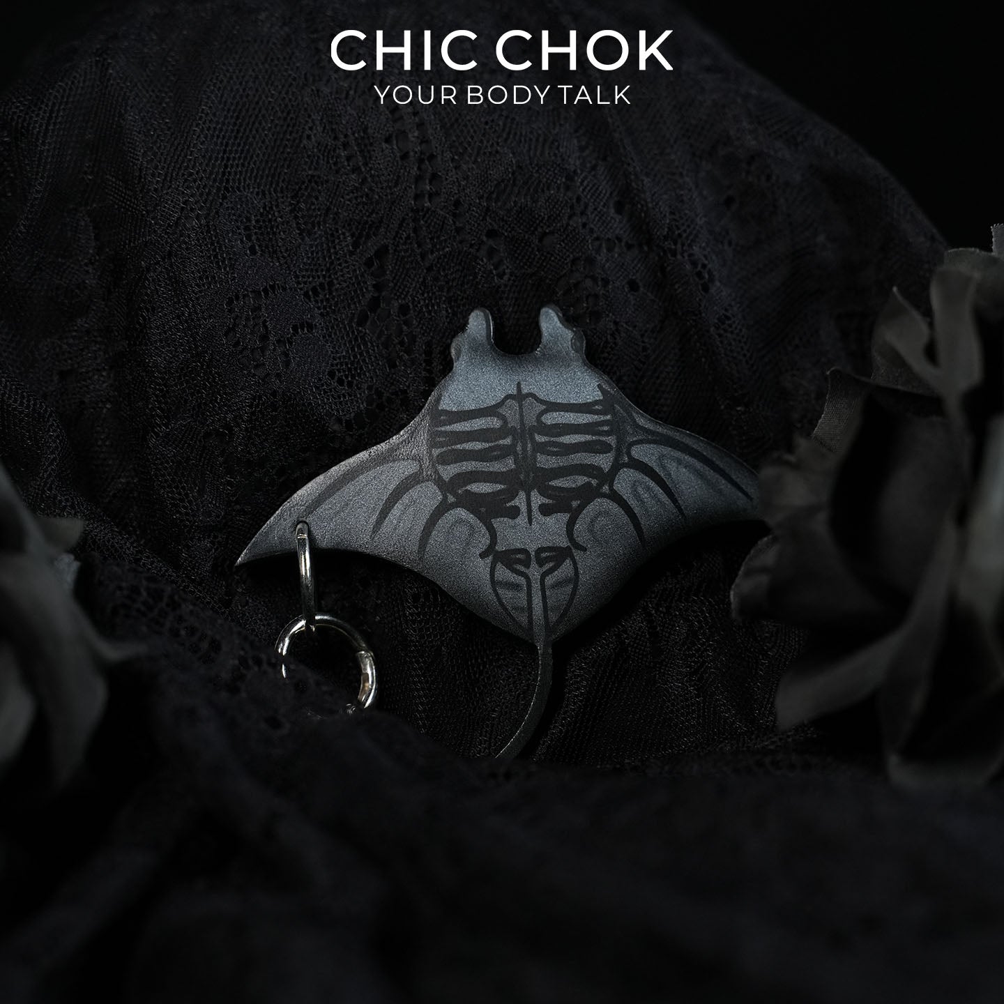 CHICCHOK Abyssal Eye Manta Genuine Leather Pendant | Gothic Glass Eye Keychain | Dark Surrealist Ocean Cyber Punk Bag Charm