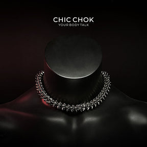 chicchok dragon theme collar, heavy metal, punk, wasteland style, handmade, muscle