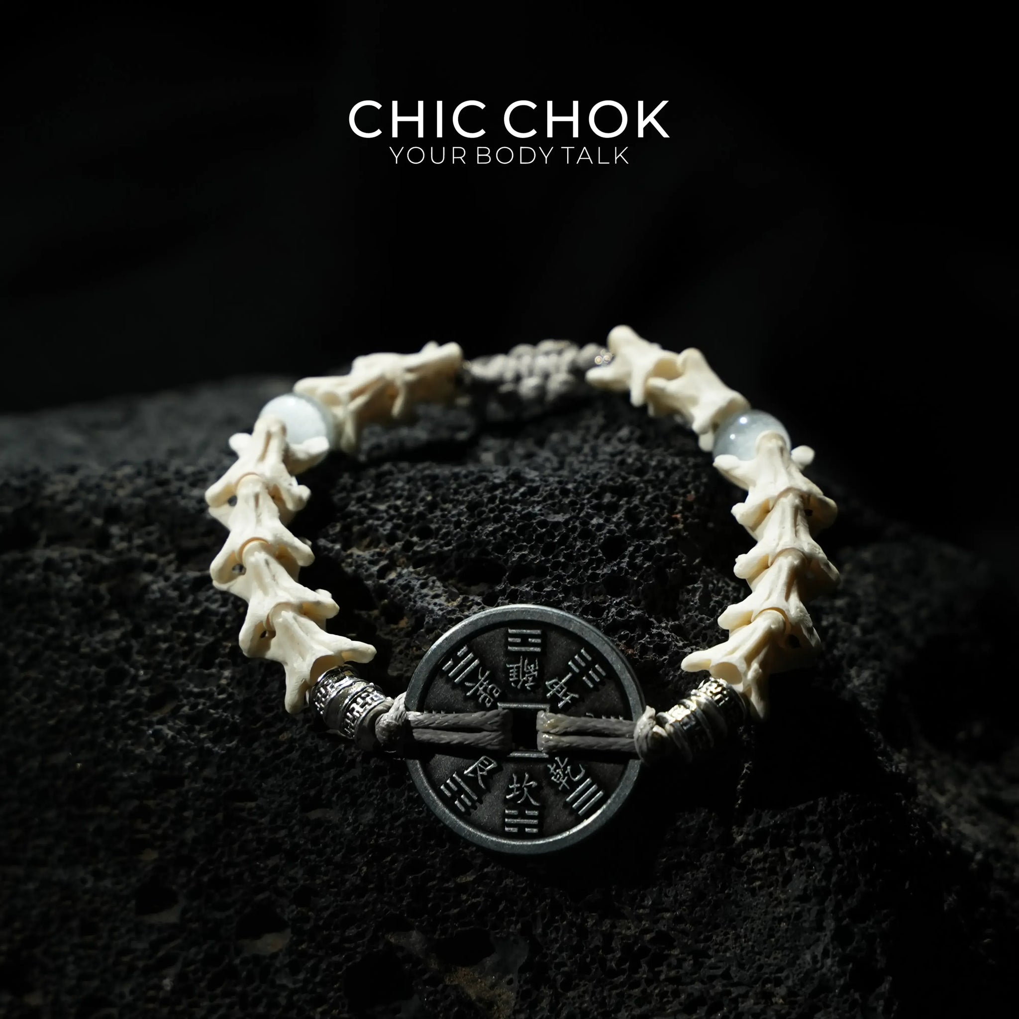Serpent Vertebrae Bagua Coin - CHICCHOK - - Bracelet