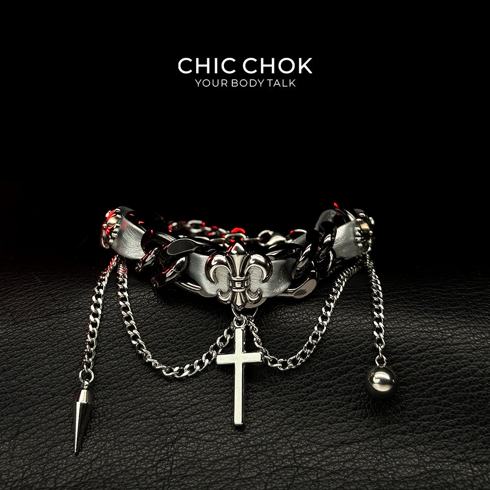 ChicChok Gothic Joker Bracelet featuring crown and cross charms, adjustable for a perfect fit. A luxurious and stylish accessory with gothic flair, ideal for any occasion.