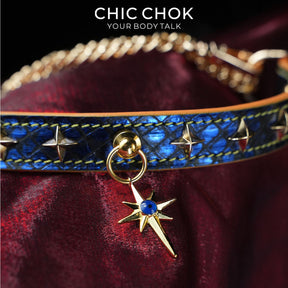 Breathless Tarot Blue Snake-Texture Star Choker