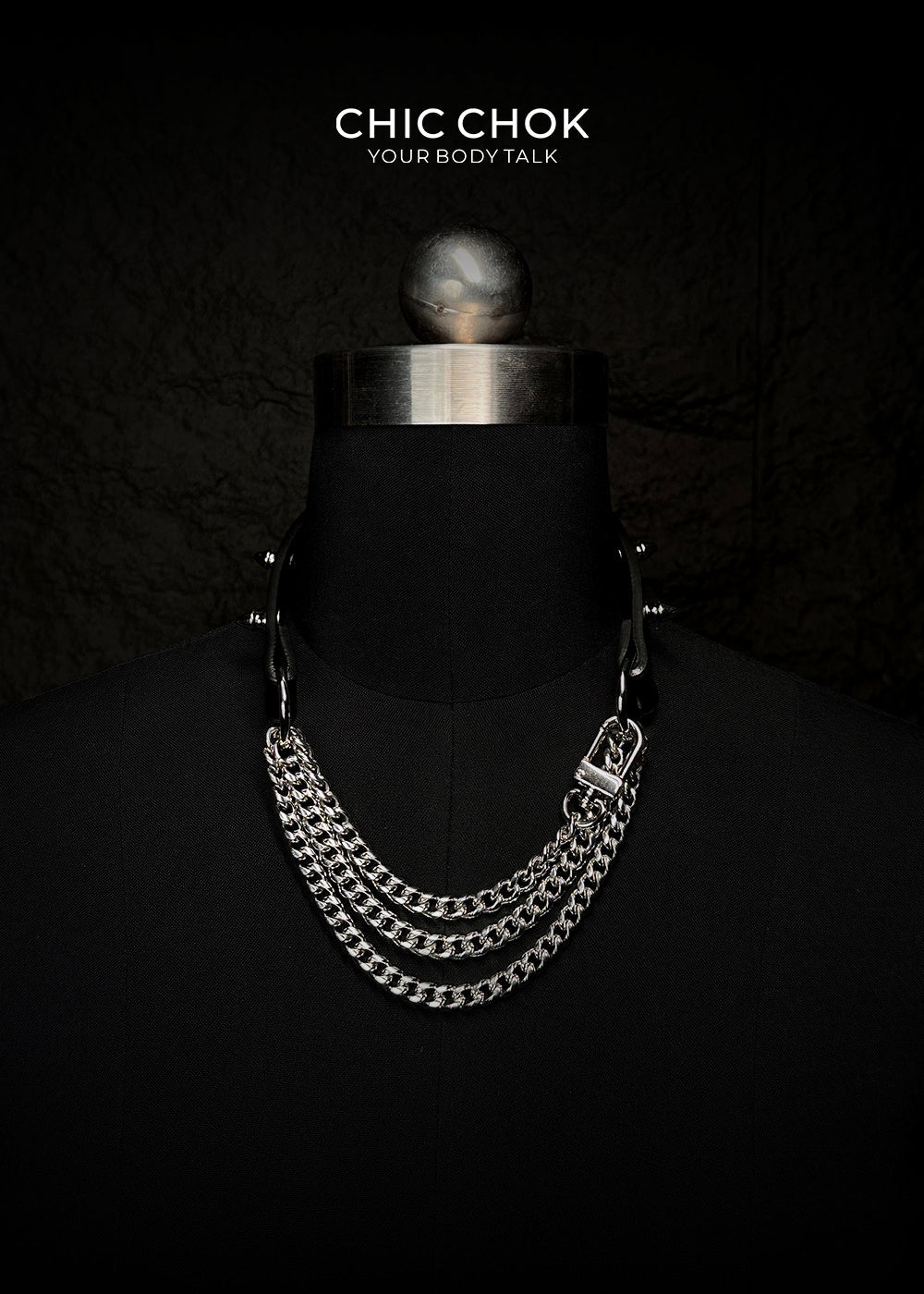 Spiked Breathless Black Leather Choker