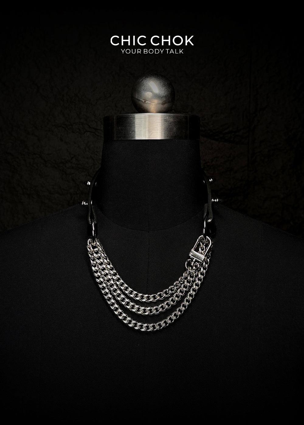 CHICCHOK [Spiked Breathless] Black Choker With Spikes Stylish Pulling Choker Necklace Spikes - CHICCHOK - Choker, collar - Choker