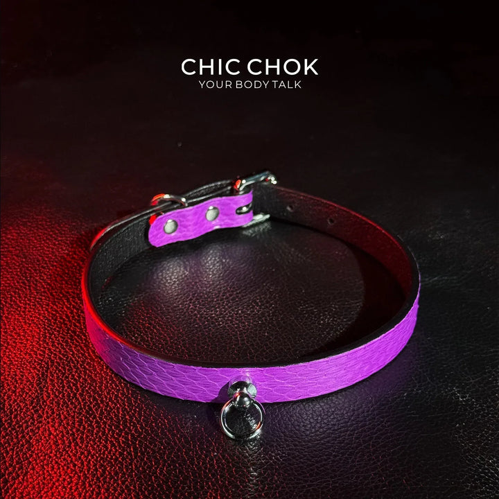 Purple Snakeskin Leather Necklace Set - Handmade Boho Jewelry - CHICCHOK - collar - Accessories