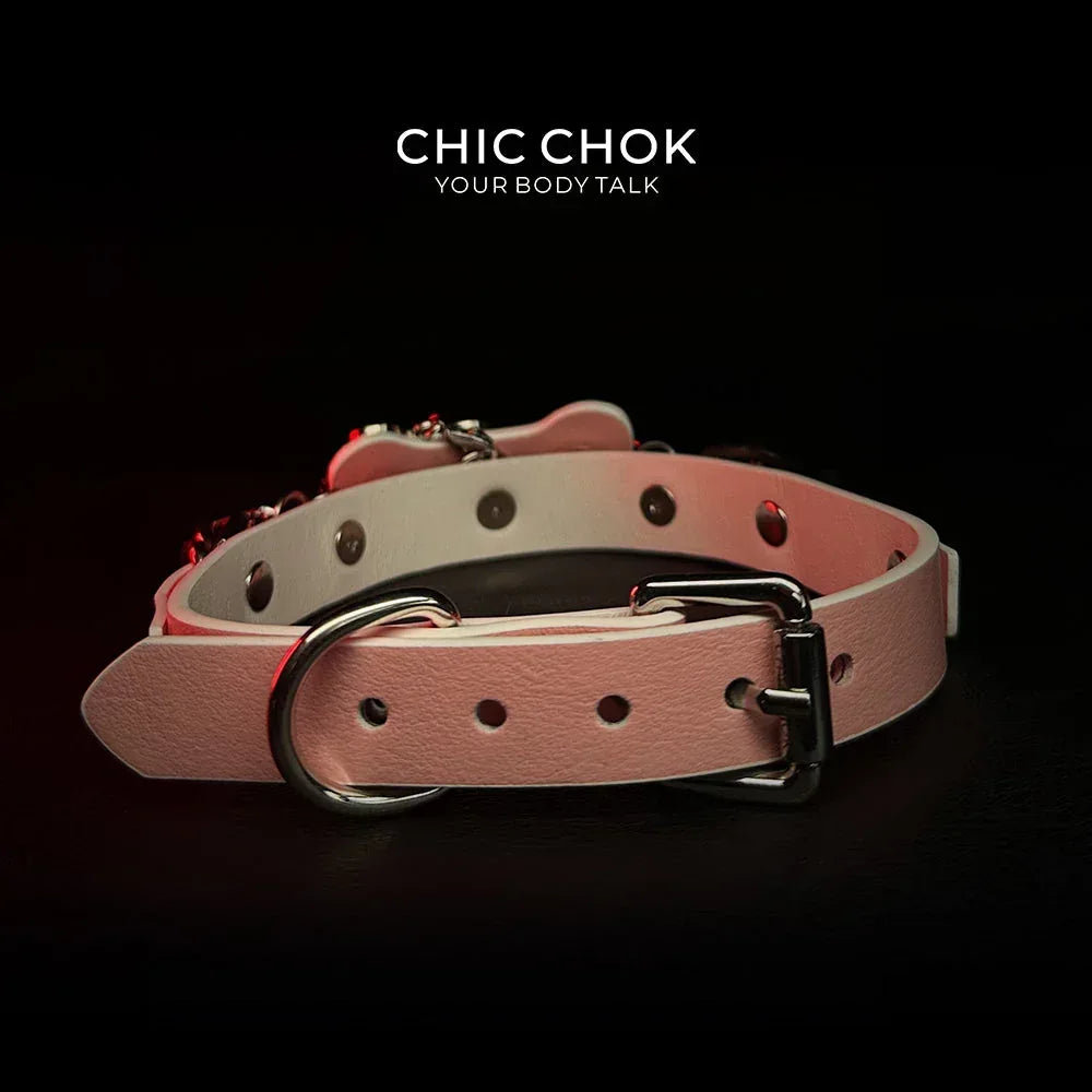 CHICCHOK [Puppy Love] Fashion Cute and Lovely Style, Shiny Bone Shape Pendant Daily Wear Leather Necklace Choker slipchaincollarwomen - CHICCHOK - Choker