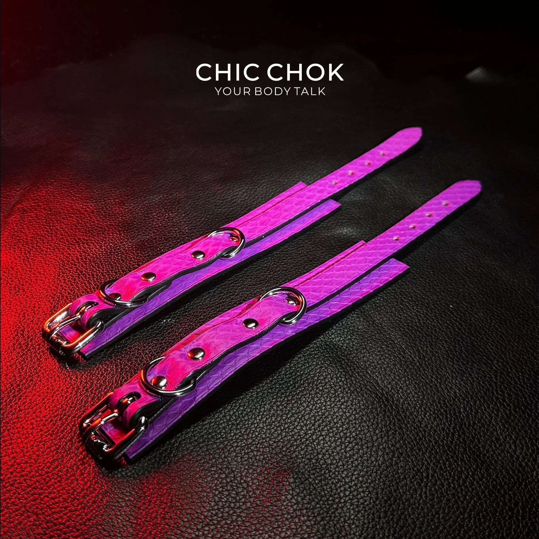 Purple Snakeskin Leather Necklace Set - Handmade Boho Jewelry - CHICCHOK - 