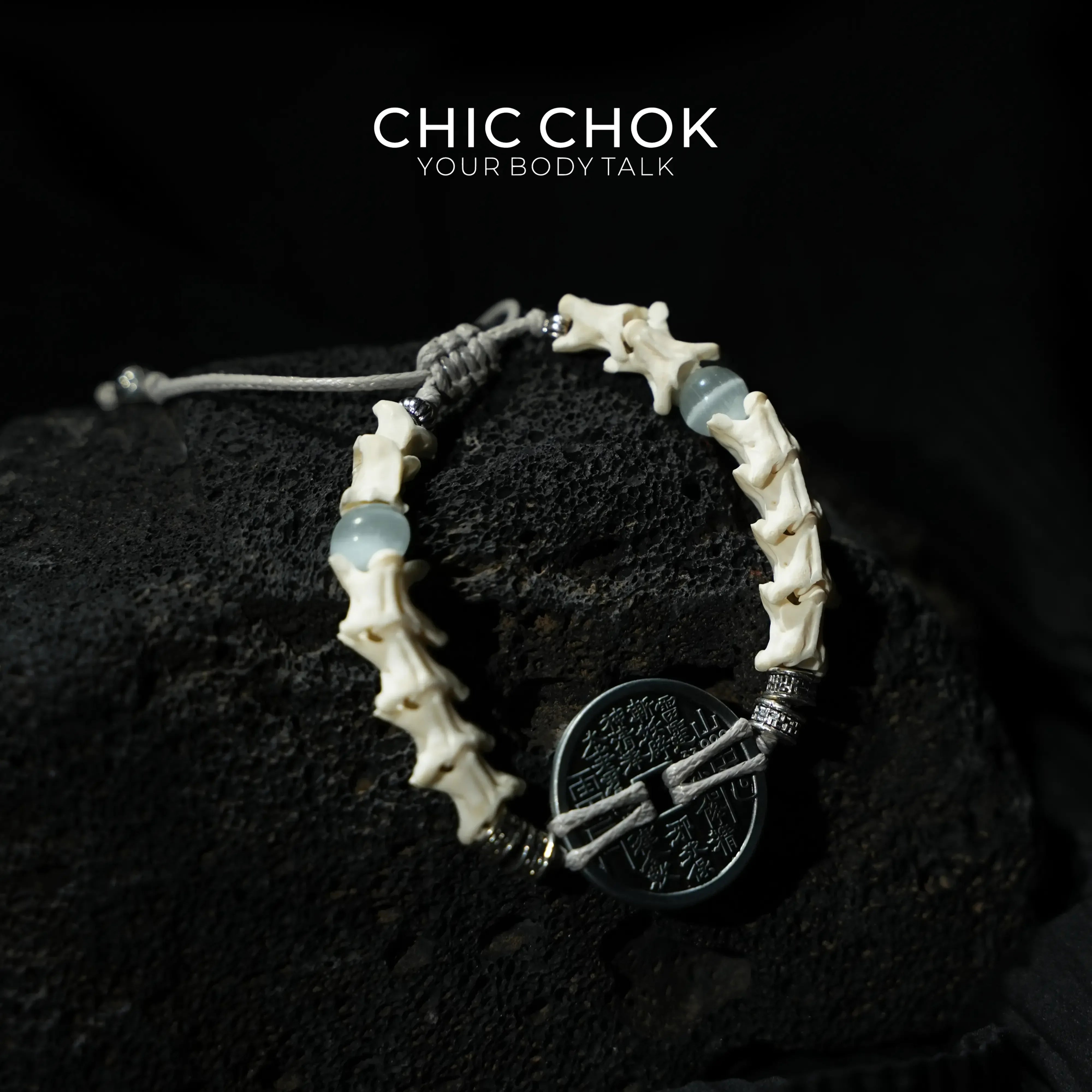 Serpent Vertebrae Bagua Coin - CHICCHOK - - Bracelet