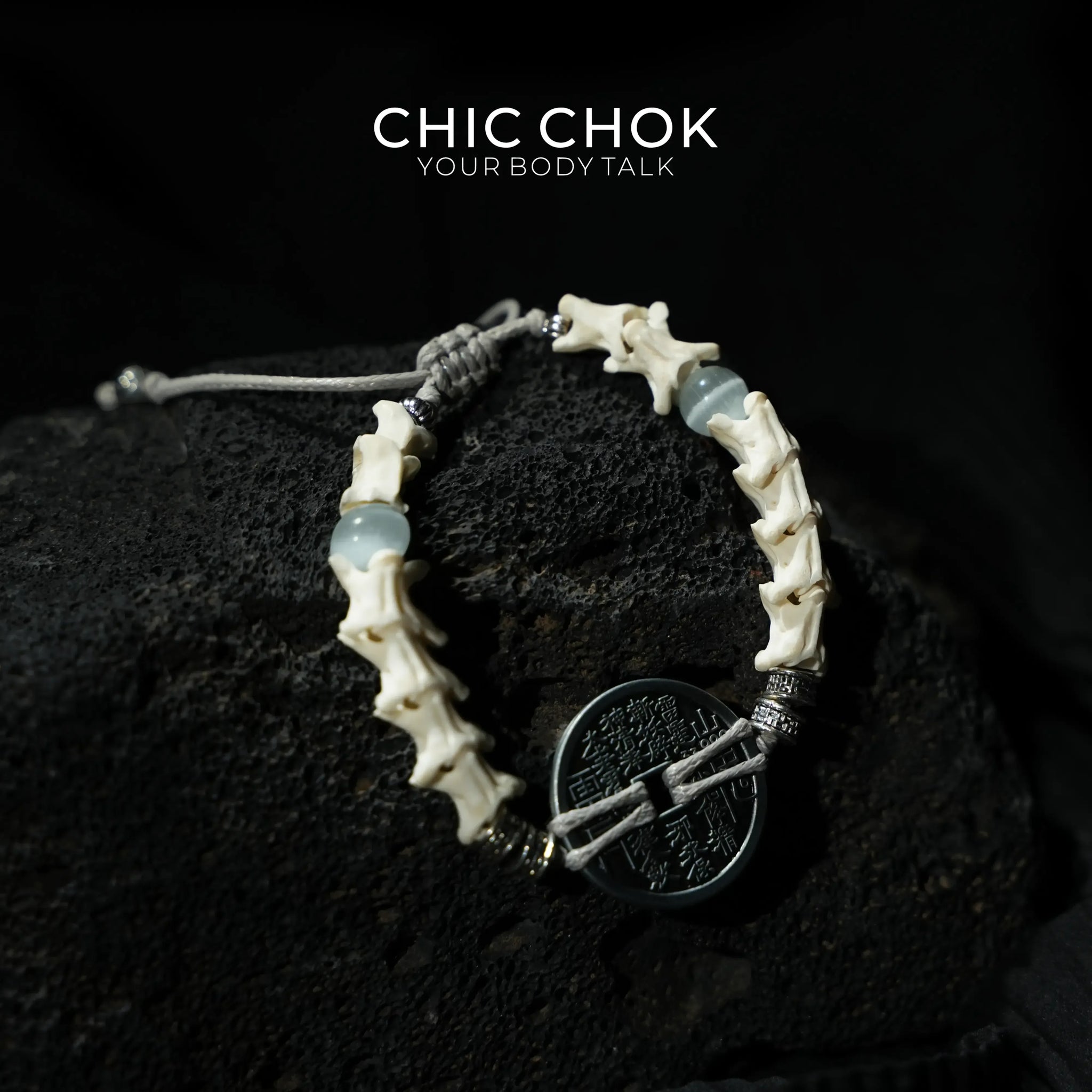 Serpent Vertebrae Bagua Coin - CHICCHOK - - Bracelet