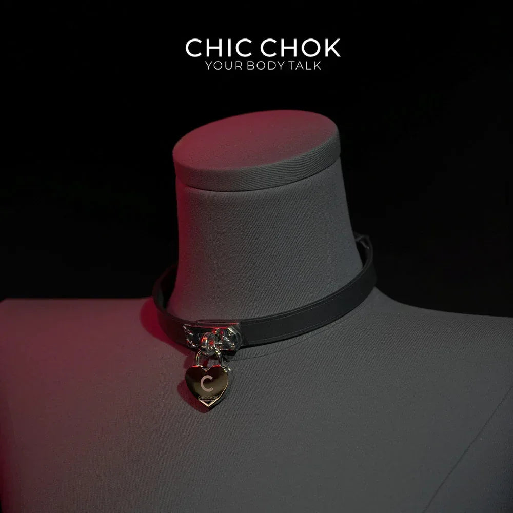 CHICCHOK [The Minimalism] - Classic Front Closure Customize Non-adjustable Fashion Choker(With a love lock) - CHICCHOK - Choker, collar - Choker