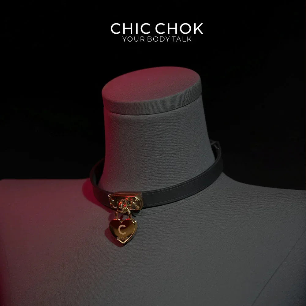 CHICCHOK [The Minimalism] - Classic Front Closure Customize Non-adjustable Fashion Choker(With a love lock) - CHICCHOK - Choker, collar - Choker