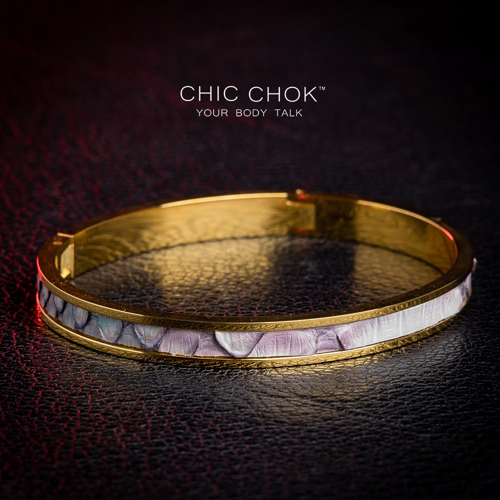 Metallic Bracelet, hand-made custom leather
