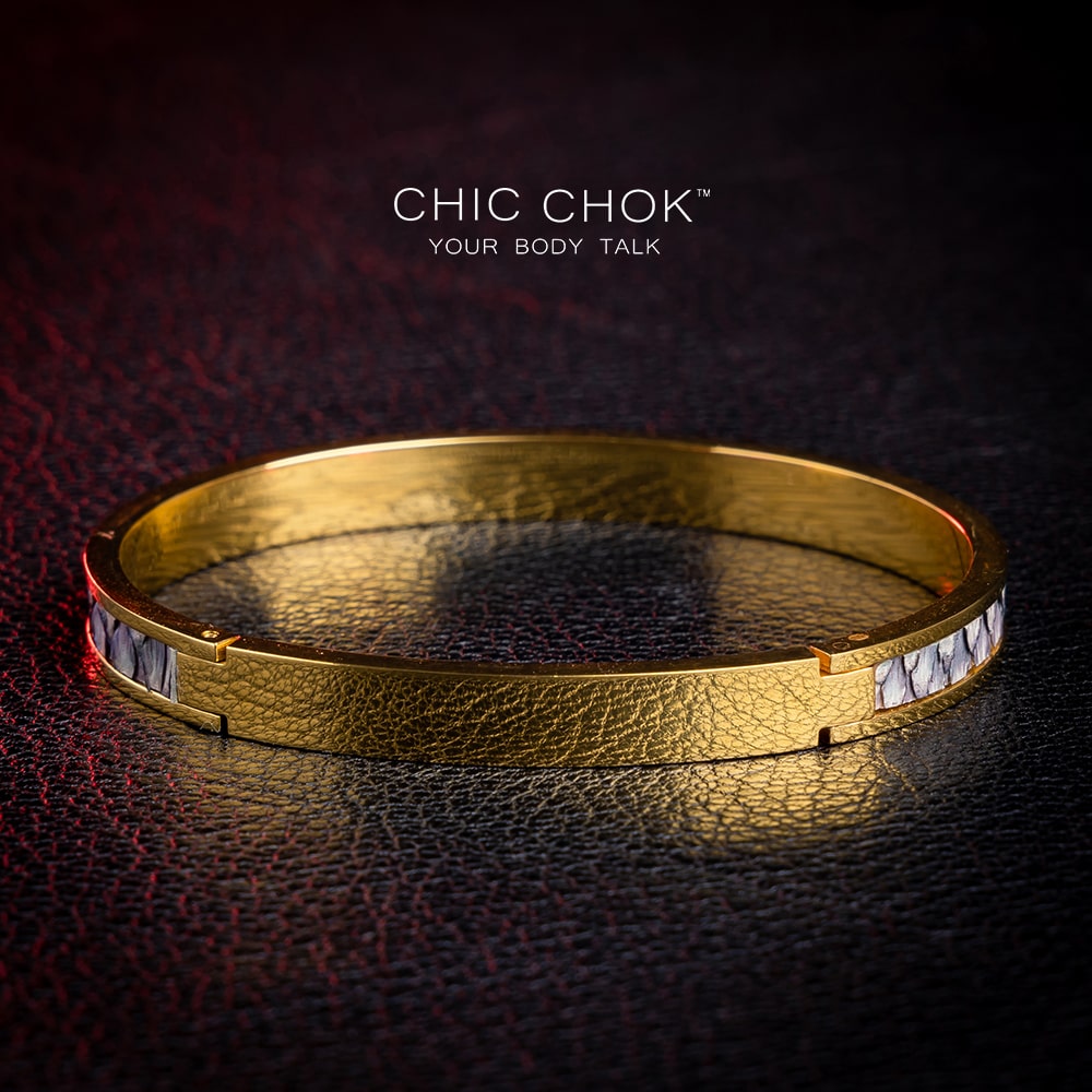Metallic Bracelet, hand-made custom leather