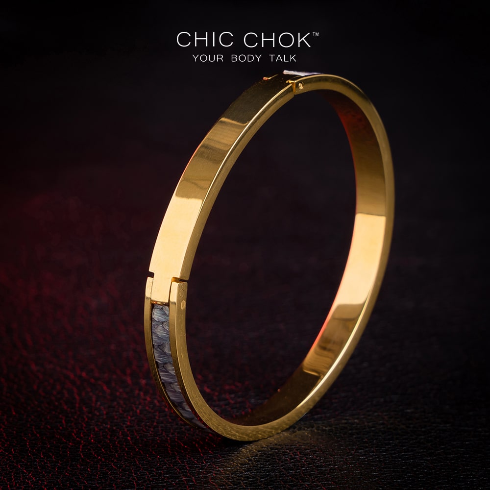 Metallic Bracelet, hand-made custom leather
