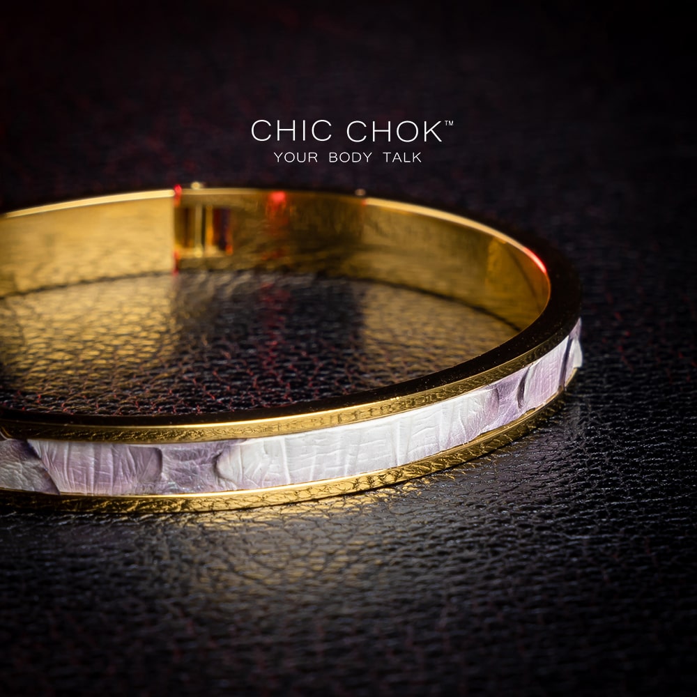 Metallic Bracelet, hand-made custom leather