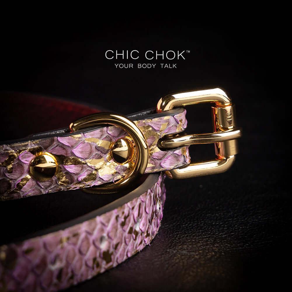 CHICCHOK [Amnesiac Butterfly] - Purple-ish Gold Python Hide Adjustable Choker - CHICCHOK - Choker