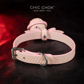 chicchok andromeda Collar Pink leather handmade, Custom pendants