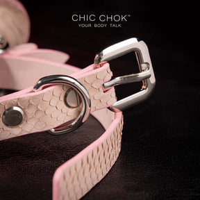 chicchok andromeda Collar Pink leather handmade, Custom pendants