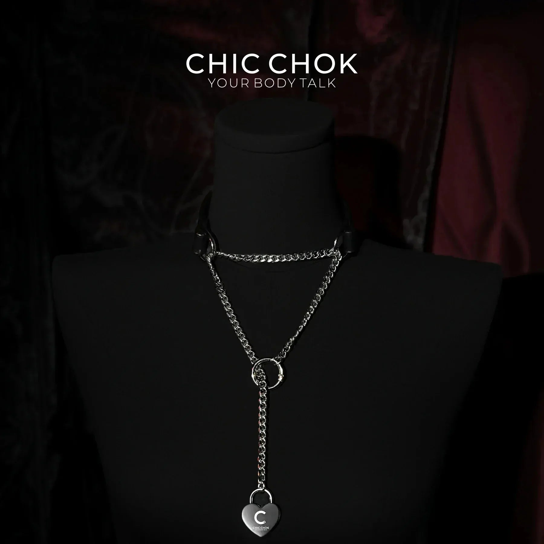 CHICCHOK [Breathless] Fashion Black with Thick Chains, Movable Pulling Chain Daily Wear Leather Necklace Choker versatile wear(With love lock) - CHICCHOK - Breathless, Choker