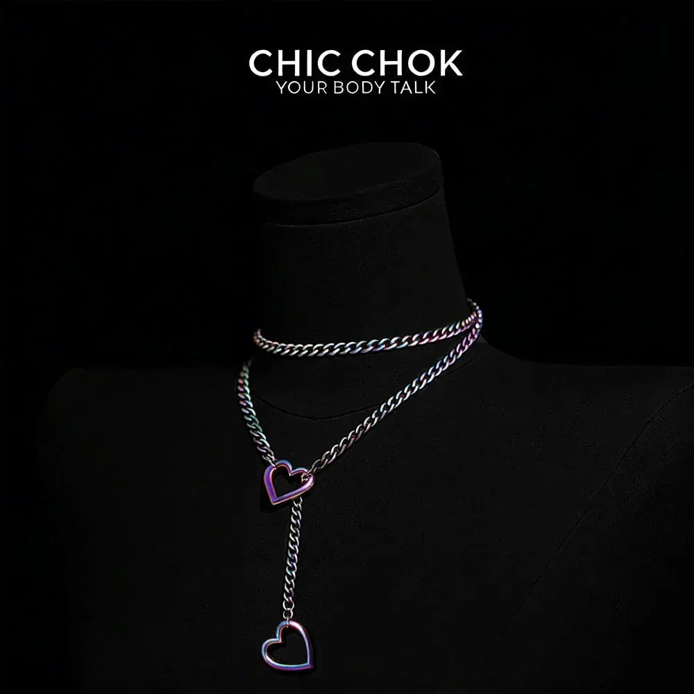 CHICCHOK [MeowChain] Heart O-ring Cuban chain necklace - CHICCHOK - Choker