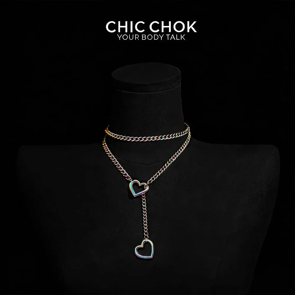 CHICCHOK [MeowChain] Heart O-ring Cuban chain necklace - CHICCHOK - Choker, collar - Choker