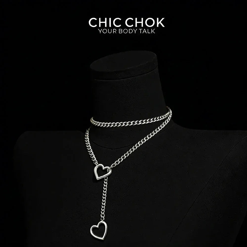 CHICCHOK [MeowChain] Heart O-ring Cuban chain necklace - CHICCHOK - Choker