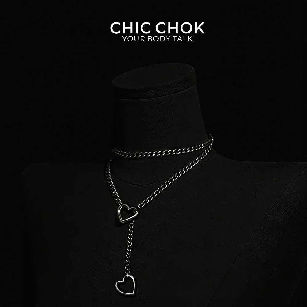 CHICCHOK [MeowChain] Heart O-ring Cuban chain necklace - CHICCHOK - Choker