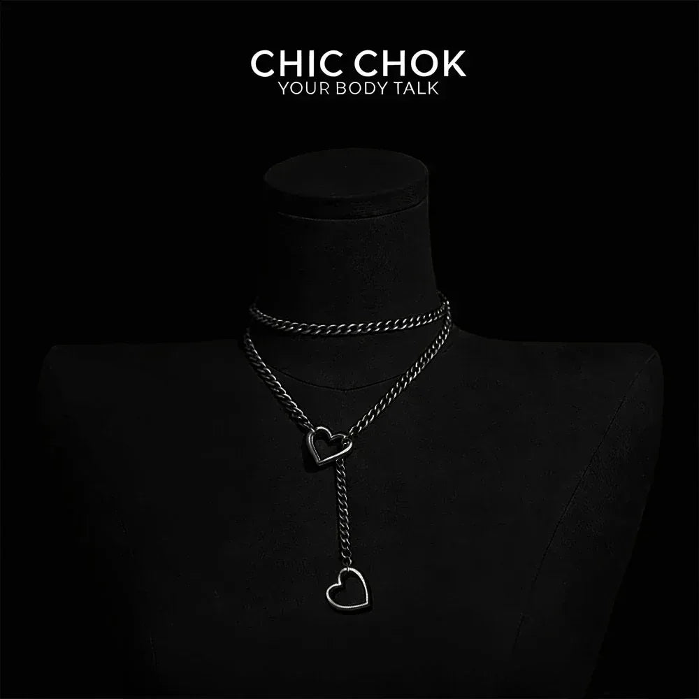 CHICCHOK [MeowChain] Heart O-ring Cuban chain necklace - CHICCHOK - Choker, collar - Choker