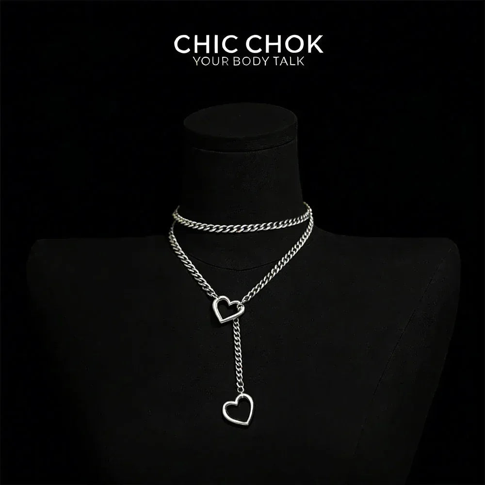 CHICCHOK [MeowChain] Heart O-ring Cuban chain necklace - CHICCHOK - Choker