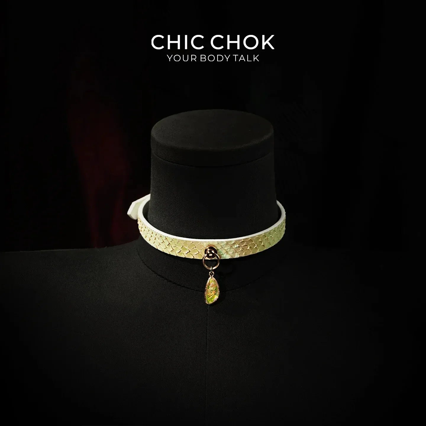 CHIC CHOK Purple Leather Necklace – Blue Gemstone Pendant and Tassel Chain, A Bold Fashion Item - CHICCHOK - Choker, collar - Choker