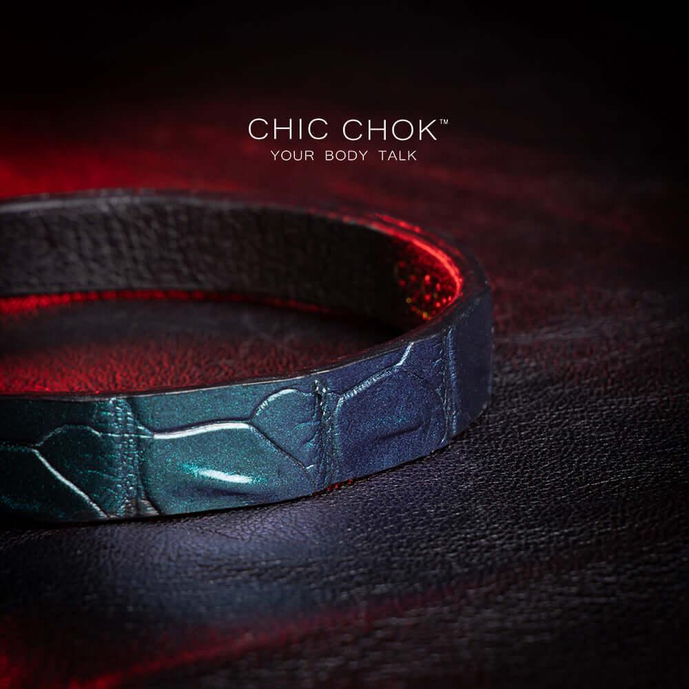 CHICCHOK [Elizabeth’s Garden] - Oily Shimmering Green Alligator Non adjustable Fashion Choker - CHICCHOK - Choker