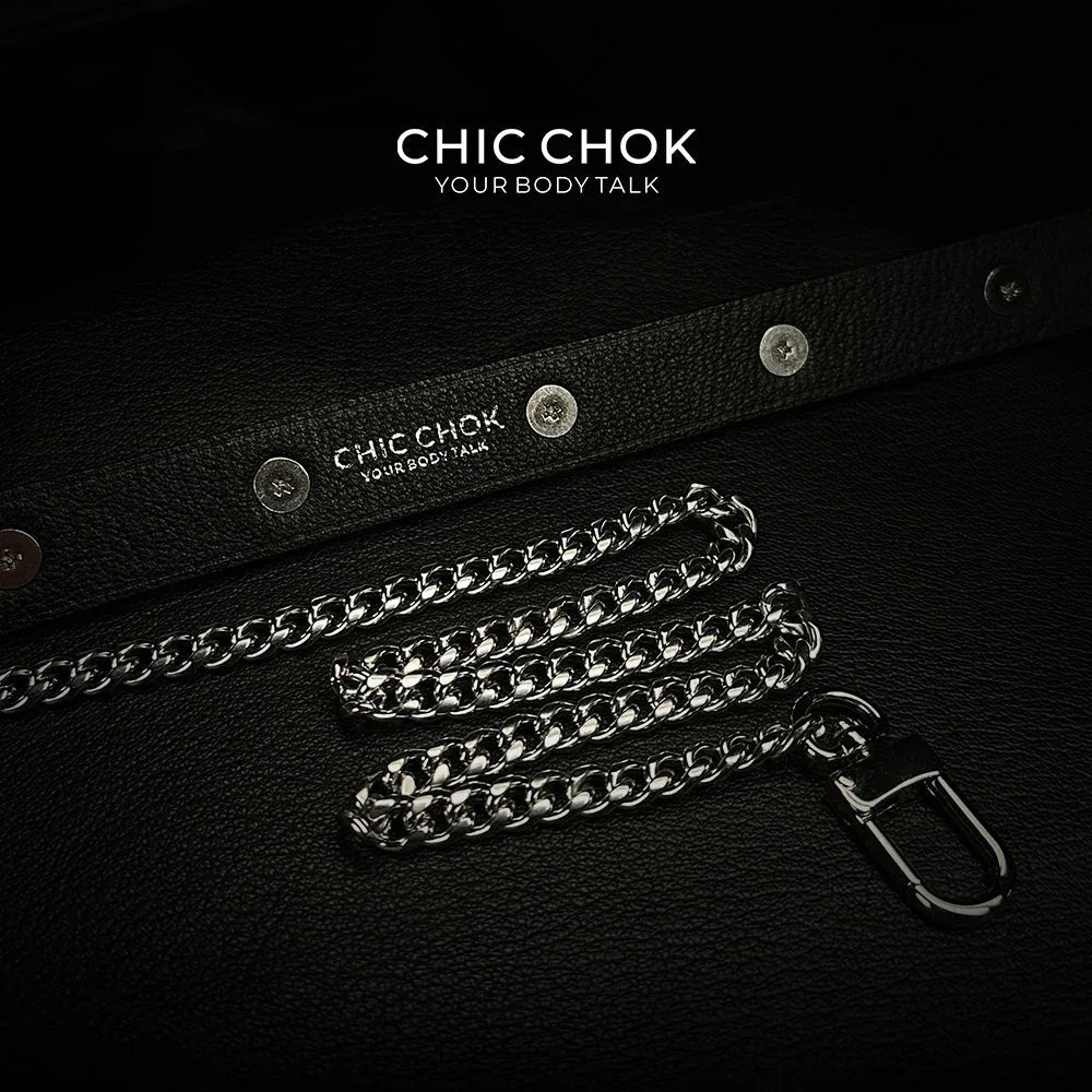 CHICCHOK [Spiked Breathless] Black Choker With Spikes Stylish Pulling Choker Necklace Spikes - CHICCHOK - Choker