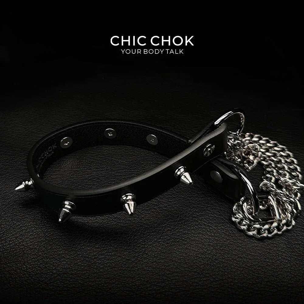 CHICCHOK [Spiked Breathless] Black Choker With Spikes Stylish Pulling Choker Necklace Spikes - CHICCHOK - Choker