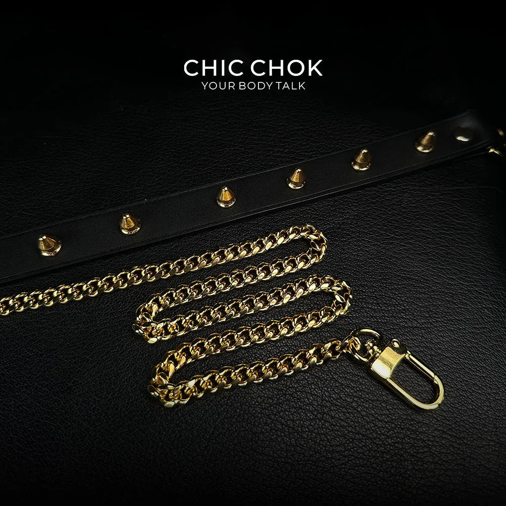 CHICCHOK [Spiked Breathless] Black Choker With Spikes Stylish Pulling Choker Necklace Spikes - CHICCHOK - Choker, collar - Choker