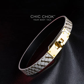 chicchok Isolation Collar Simple wear, high-end feel, luxurious details, handmade, python leather, adjustable design.