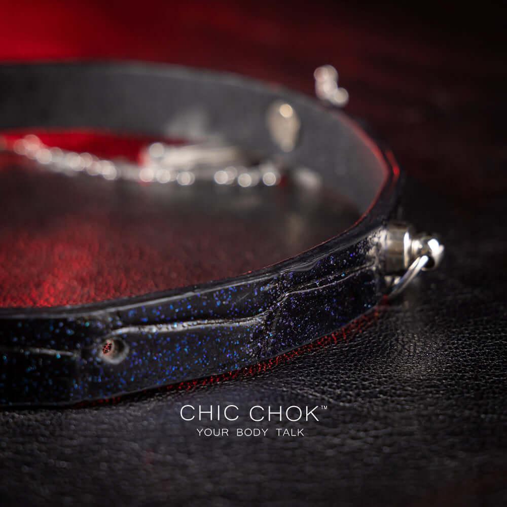 CHICCHOK [Morticia] - Shimmering Alligator Goth Cross Style Fashion Adjustable Choker - CHICCHOK - Choker