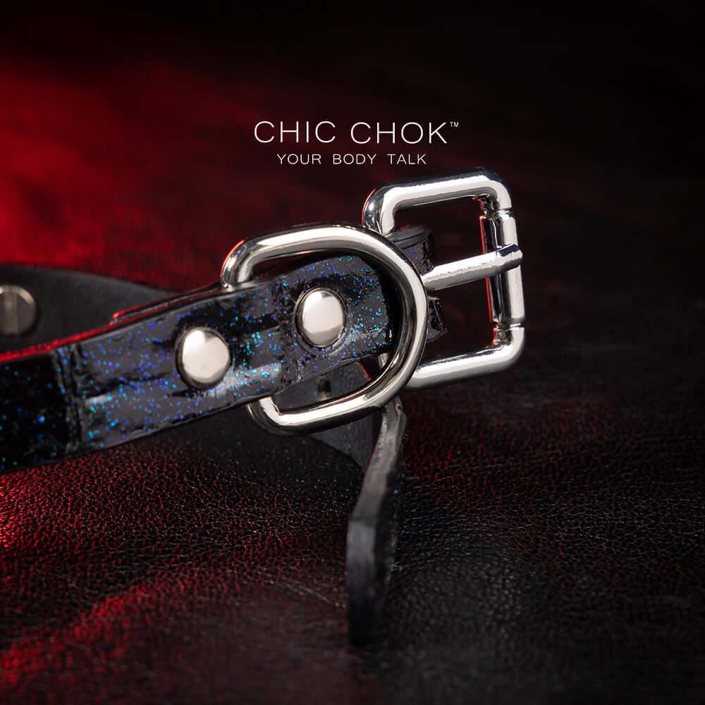 CHICCHOK [Morticia] - Shimmering Alligator Goth Cross Style Fashion Adjustable Choker - CHICCHOK - Choker