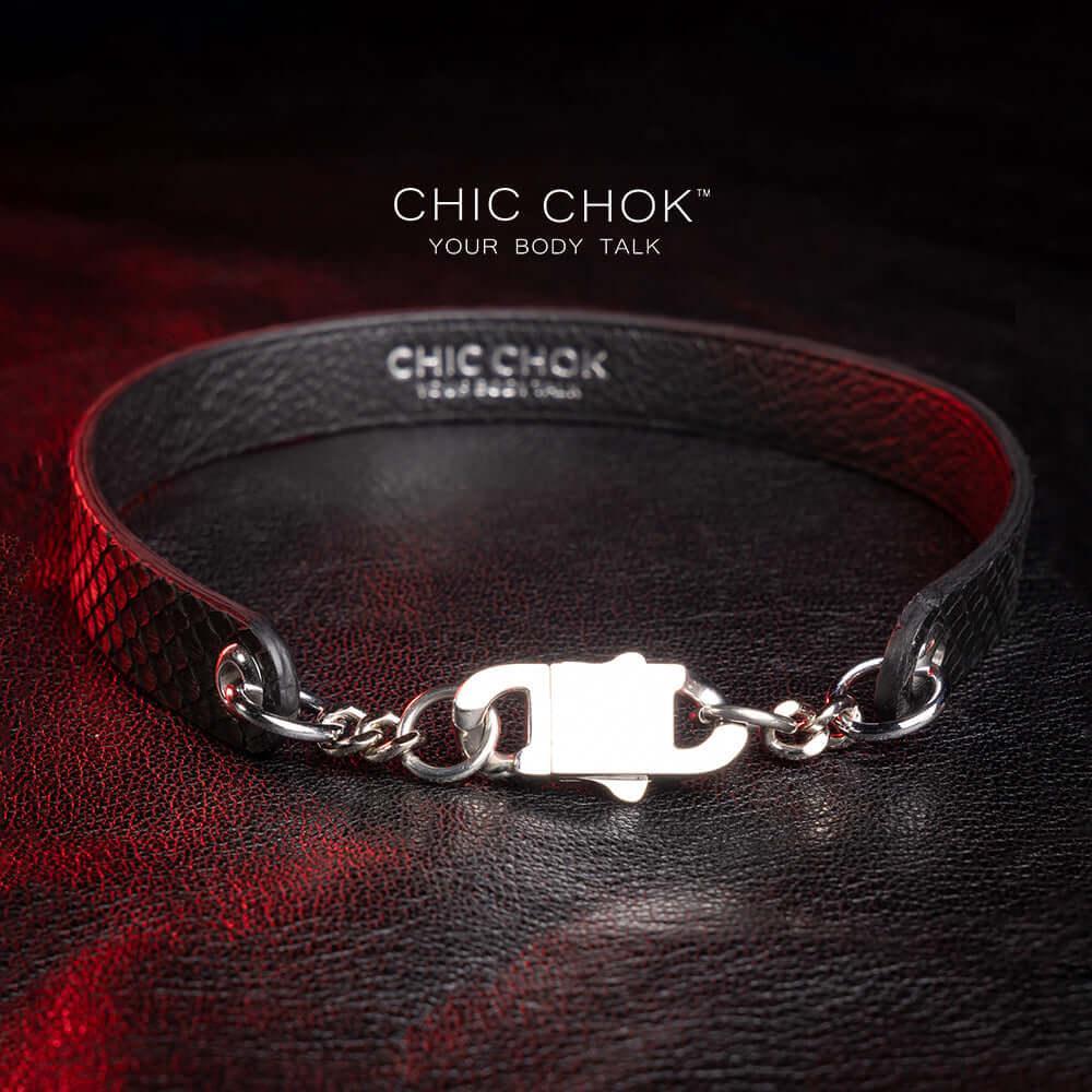 CHICCHOK [Night Watchman] - Black Python Fashion Front Lobster Clasp Daily Choker - CHICCHOK - Choker