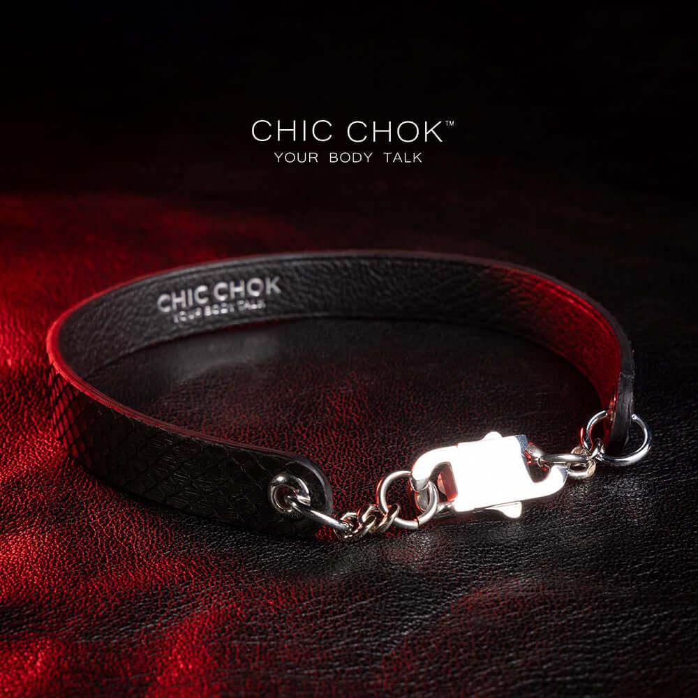 CHICCHOK [Night Watchman] - Black Python Fashion Front Lobster Clasp Daily Choker - CHICCHOK - Choker