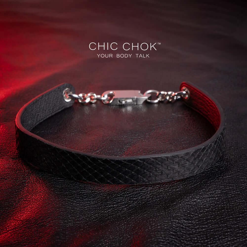 CHICCHOK [Night Watchman] - Black Python Fashion Front Lobster Clasp Daily Choker - CHICCHOK - Choker